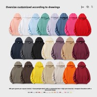 Sweater Hoodie Oversize Katun Tebal 500 Gram Warna Pastel Solid dengan Bahu Jatuh untuk Cetak Kustom Pasokan Grosir