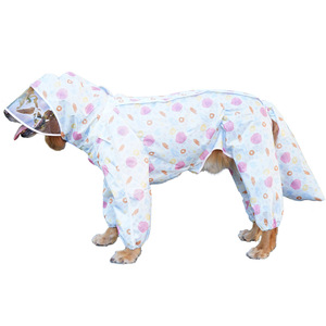 Impermeable para Perros Grandes con Cobertura Completa de Cuatro Patas, Estampado de Dibujos Animados con Protector Facial Transparente, Ropa para Mascotas con Diseño de Oso Fresa y Graffiti - Product Image 5