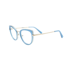 Оптовая продажа, овальные женские оптические очки с защитой от синего света, Модные металлические ацетатные очки по рецепту для близорукости - Product Image 1