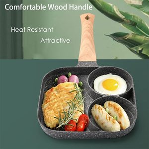 3-In-1 Anti-Aanbaklaag Aluminium Ei Koekenpan Met 3 Verdelers Wok Type Kookpan Voor Frituurpannen - Product Image 2