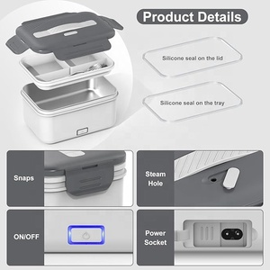 Herrfilk 100w自己加熱ランチボックス漏れ防止加熱食品ウォーマーコンテナ1.8L容量ポータブル電気ランチボックス - Product Image 6