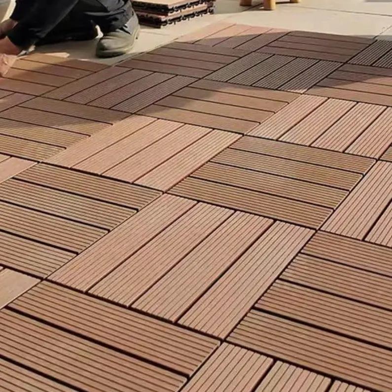 Anti-UV 100% madeira com sensação de wpc, azulejos de plástico para piso de madeira DIY, azulejos duráveis