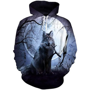 Fitspi – pull à capuche avec fermeture éclair, motif loup 3d, pour adultes et enfants, sweat-shirt grande taille, vente en gros - Product Image 1
