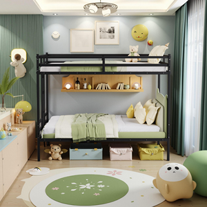 Cama Litera Queen con Barandilla <span class=keywords><strong>de</strong></span> Seguridad Completa, <span class=keywords><strong>Escalera</strong></span> y Estructura <span class=keywords><strong>de</strong></span> Metal Resistente en Color Negro, Ideal para Espacios Compartidos y Habitaciones <span class=keywords><strong>de</strong></span> Invitados - Product Image 5