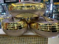 Elegante gouden rand ovale 4L 5L 6L voedselwarmerschalen, heavy-duty restaurant buffet voedselwarmerset, warme doos catering bezorging