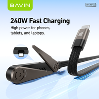 Kabel Data Pengisian Cepat BAVIN CB430 240W Stand Fast Charging USB Tipe C dengan Penyangga Ponsel