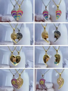 Ensemble de colliers magnétiques pour couple Collier à pendentif cœur fendu arc-en-ciel Big Sis <span class=keywords><strong>Lil</strong></span> Sis pour amoureux meilleurs amis - Product Image 2