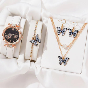 Ensemble cadeau personnalisé avec montre électronique en peluche papillon, collier pendentif perle en forme de larme et boucles d'oreilles - Product Image 6