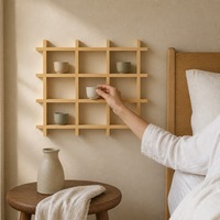 Étagère murale en bois, grille de rangement en cubes, organisateur de présentation en bois naturel pour la cuisine, le salon, le bar à café, la décoration de la maison