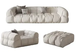 Sofa Bed Sofa Set Living Room Villa Apartment Italian Minimalist Cream Cloud Sofa Simple Modern Atmospheric Cut Cloud White 2pcs