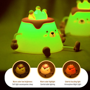 Veilleuse en silicone au design animalier, LED multicolore, rechargeable par USB, à activer par simple pression, lumière d'ambiance pour chevet - Product Image 5