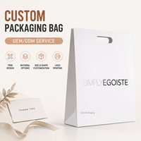 Sacs en papier fantaisie de haute qualité, personnalisés, avec poignées découpées, pour cosmétiques, soins de la peau, rouges à lèvres, sacs cadeaux, design blanc, emballage de beauté
