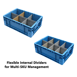 ASRS &amp; ACR Robot-Ready 600x400x200mm Logistics <strong>Bin</strong> - High Precision Reinforced Base Stacker Crate for Automated Warehouse - Product Image 4