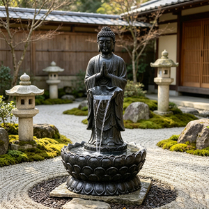 Décoration extérieure moderne métal Bronze fontaines d'eau grandeur nature cuivre Bronze laiton <span class=keywords><strong>Bouddha</strong></span> <span class=keywords><strong>fontaine</strong></span> de jardin - Product Image 2