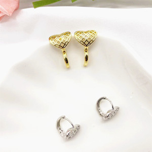 Heart Shaped <b>Clip</b> On Earrings Gold <b>Silver</b> Zinc Alloy Channel Setting Studs For Women Gift Fashion Jewelry - Product Image 3