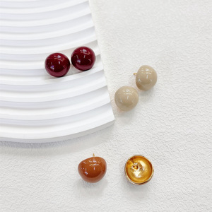 ดีไซเนอร์2025 INS สไตล์หยดน้ำกลมเคลือบต่างหูเงินบริสุทธิ์ S925เครื่องประดับแฟชั่น - Product Image 4