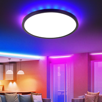 Plafonnier LED à rétroéclairage doré/RGB, panneau rond encastré 24W avec rétroéclairage coloré pour plafond intérieur