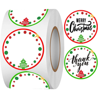 Vente flash, autocollants de Noël écologiques et durables de 5 cm, 200 pièces/rouleau, papier couché, autocollants adhésifs pour emballages cadeaux
