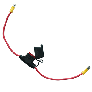 สายสีแดงกับขั้วสีเหลืองที่ใส่ฟิวส์สีดำที่ใส่ฟิวส์ยานยนต์ที่ใส่สายไฟสำหรับป้องกันวงจร - Product Image 5
