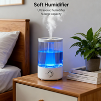 Humidificateur d'air ultrasonique portable de 5 L avec diffuseur d'huiles essentielles pour la maison ou l'hôtel