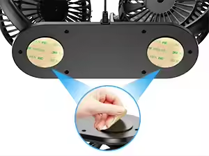 Mini ventilateur de tableau de bord de voiture portable à double lame, réglage à 360 degrés, ventilateur de refroidissement USB multifonction avec base - Product Image 5