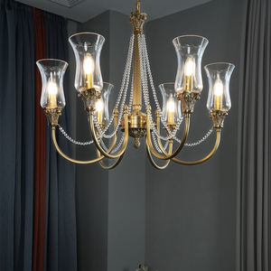 Lámpara de Araña de Metal Negro E14 Estilo Europeo para Hotel, Restaurante, Villa, Lámpara de Araña Clásica de Vidrio para Sala de Estar y Dormitorio - Product Image 2