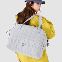 Sac de sport matelassé personnalisé pour femme avec compartiment à chaussures, idéal pour le yoga, la gym, les voyages et le rangement