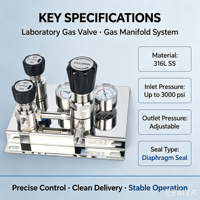 Système de distribution de gaz spécialisé JEWELLOK, boîte de distribution de gaz de laboratoire, vanne à diaphragme en acier inoxydable 316L