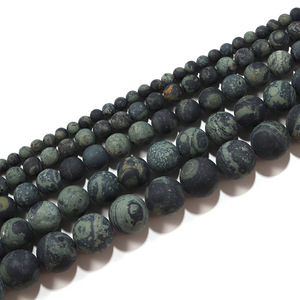 Perles rondes en pierre naturelle verte givrée, 4 6 8 10 12mm, pour la fabrication de bijoux - Product Image 2