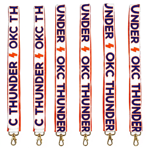 Correa con Logotipo de los OKC Thunder y Cuentas, Gancho Metálico Dorado, Accesorio de Moda Azul y Naranja - Product Image 1