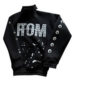 Custom Screen Print Rhinestone Oversized Hoodie Premium Quality 100% Cotton Heavy GSM OEM Wholesale Customized Zipper Hoodies - Product Image 6