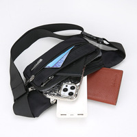 Sac bandoulière carré unisexe léger et minimaliste avec chaîne et gaufrage ; Porte-carte d'identité et pochette pour téléphone ; Sac banane en nylon