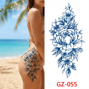 Tatuaje Corporal de Jugo Herbal, Resistente al Sudor, Realista, Pegatinas con Patrones Florales Sexys para Cintura y Clavícula Femenina - Product Image 2