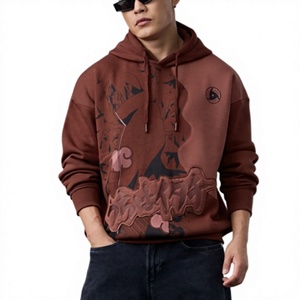 <span class=keywords><strong>Felpa</strong></span> con Cappuccio Oversize da Uomo Invernale con Logo Stampato Frontale, Grafica Anime <span class=keywords><strong>Giapponese</strong></span>, Marrone, Streetwear OEM - Product Image 6
