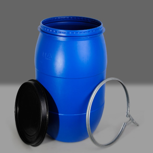 Fusti in HDPE da 30L, 60L, 120L, 200L con Cerchio in Ferro, Coperchio Blu Spesso e Nero, Bidoni e Barili in Plastica di Grandi Dimensioni - Product Image 6