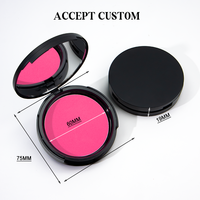 Boîtier compact de luxe rose de 59 mm pour poudre pressée, idéal pour blush, contour et illuminateur