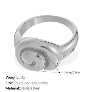 Anillo ovalado de oro con circonita, minimalista, elegante, con diseño de espiral múltiple, estilo nicho, ajustable, joyería para mujer - Product Image 4