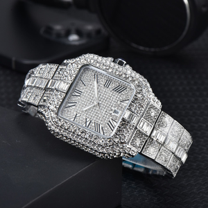 Relojes de Diamantes Moissanite para Hombre, Estilo Ejecutivo, Totalmente Adornados, Ligeramente Resistentes al Agua, de Cuarzo y Acero Inoxidable, Pasan la Prueba del Diamante - Product Image 5