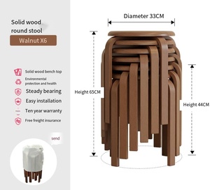 Sillas de Madera sin Respaldo Apilables para el Hogar, para Sala de Estar, Restaurante, Silla de Comedor de Madera Apilable, Silla de Madera Curvada - Product Image 3
