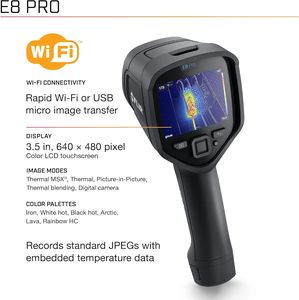 กล้องถ่ายภาพความร้อนเชิงพาณิชย์ E8 Pro ความละเอียดสูง อินฟราเรด WiFi สำหรับ Ignite Cloud ความไวต่อความร้อน 75mk 7 สี - Product Image 3
