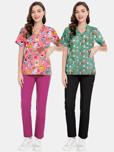 Ensemble de pantalons de travail en coton Dobby à imprimé dessin animé pour médecins, infirmières, pédiatres, dentistes, hôpitaux, uniformes de Noël et d'Halloween, ODM - Product Image 5
