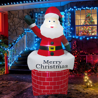 Père Noël gonflable dans la cheminée, décoration de Noël extérieure pour la cour, avec lumière LED, agitant la main, pour la pelouse, Joyeux Noël
