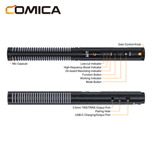 Comica Sản phẩm mới phát hành vm40 Combo Micro shotgun không dây hai kênh siêu cardioid ghi âm phao 48KHz/32 bit - Product Image 2