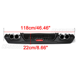 Difusor de Parachoques Trasero Inferior Negro/Cromado con Salida de Escape Doble para Honda Civic 10ª Generación Sedán 4 Puertas 2016-18 JDM - Product Image 6