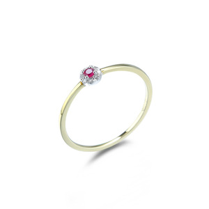 14K Solid Gold <b>Ruby</b> <b>Ring</b> Delicate Stackable Gemstone Band Round Claw Set <b>Ring</b> <b>for</b> <b>Women</b> Gift Wedding - Product Image 1
