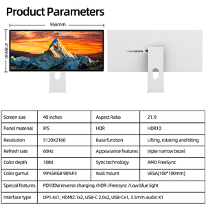 จอคอมพิวเตอร์ Kuycon P40U ขนาด 40 นิ้ว ความละเอียด 5k 60hz เพื่อเพิ่มประสบการณ์การใช้งานแบบอินเทอร์แอคทีฟโดยรวม - Product Image 5