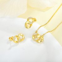 Pendientes de Plata de Ley 925 YILUN, Chapados en Oro, Diseño Geométrico de Círculos Entrelazados, con Circonitas, para Mujer, de Lujo, para Boda