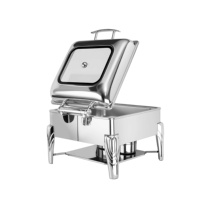 Chauffe-Plat Rectangulaire Professionnel Haut de Gamme en Acier Inoxydable Argenté pour Hôtels, Format GN Complet