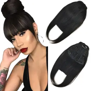 Cheveux humains brésiliens frange frange Clip sur de vrais cheveux pour les femmes noires naturel noir cheveux raides frange Extension