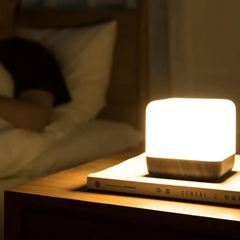 HBK Rubik's Cube-Lámpara de noche con temporizador y carga led, protección ocular para dormitorio, mesita de noche con lámpara de sueño, sirena